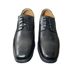 Clarks Mens Black Leather Tilden Walk Lace Up Oxford Dress Shoes Size 9.5
